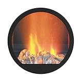 Electric Fireplace Electric Fireplace 23.6 Inch Recessed and Wall Mounted Round Fireplace, Ultra Thin Low Noise, Simulation Flame and Resin Charcoal for Living Rooms, Entertainment Centers Decoration