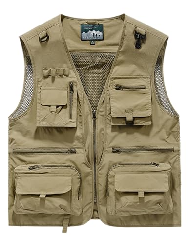 Gihuo Men's Lightweight Casual Vest Outdoor Work Fishing Zipper Travel Vest