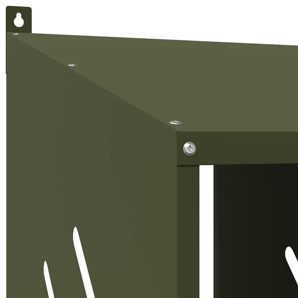 Nido per polli con 4 scomparti, in metallo verde oliva, robusta lamiera zincata, 54 x 79 x 109,5 cm, resistente alle intemperie, con posatoi, fondo rimovibile, per stalla, giardino