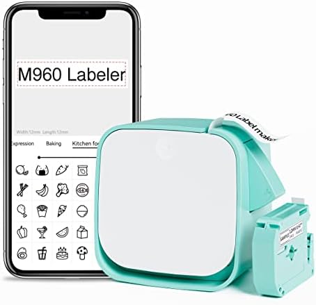 Vixic M960 Label Makers - Bluetooth Mini Label Maker Machine with Tape - Portable Handheld Label Printer,Easy to Use Smartphone Labeler for Home School Small Business Office Organizing, Rechargeable