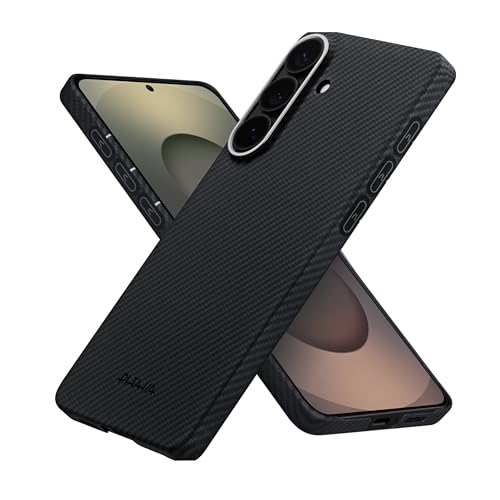 pitaka for S26 Case, 6.3 Inch, Compatible with MagSafe, Ultra-Slim Samsung Galaxy S26 Case with Aaron Button, 600D Aramid Fiber Woven [Edge Case - Black/Grey]