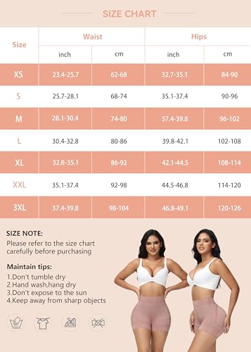 Image of SHAPSHE Butt Lifter Shapewear Shorts for Women, High-Waist Tummy Control | 4 Flexible Waist Stays | Silicone Waist & Leg Grips | Contoured Back Seams | Mesh Thigh Panels | Lace-Trimmed Leg Hem