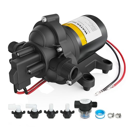 Gidrox 12V RV Water Pump, 4.0 GPM 45 PSI Diaphragm Pump, 12Volt Quiet Fresh Water Pump with Pressure Switch, Self Priming Pressure Pumps for RV Camper Boat Marine Food Truck