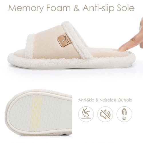 Image of GOEWY Cross Band Slippers for Women with Cozy Memory Foam Machine Washable | Open Toe Summer Cute Slipper,Soft Black House Shoes Slides,Indoor Outdoor Non-Slip Slip On,Gifts for Women Ladies Her Mom