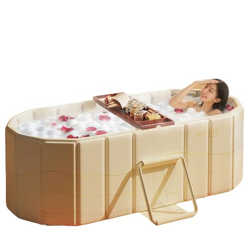 ポータブルバスタブ 折り畳み浴槽 大人SPA浴槽 簡易風呂 露天風呂 水風呂 コンパクト 組み立て不要 収納便利 持運び便利 長時間保温 子供 大人用 家庭用 バスタブ (ゴールド, XXL (長:150cm))