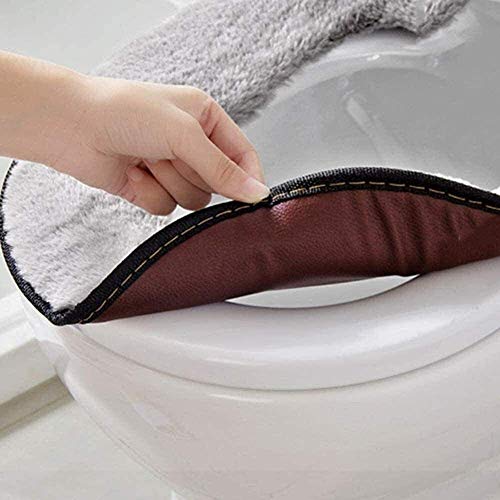 YLKCU 2 Stück Soft Badezimmer Toilettensitzbezug, Toilettensitz Sitzbezug 2 Stück European Fluff Paste Toilettensitzkissen Toilettenschüssel Matte Verdicken Allzwecktoilette – Bild 5