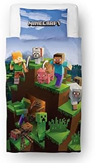Minecraft Epic Design Single Duvet Cover Set | Reversible 2 Sided Bedding Including Matching Pillow Case|Polycotton