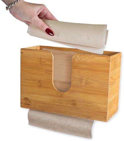 eBun Bamboo Paper Towel Dispenser - Multifold, C Fold & Trifold Paper Towel Holder, Wood Bathroom Wall Mount Napkin Dispenser, Folded Towel Holder Countertop, Commercial Hand Towel Dispenser