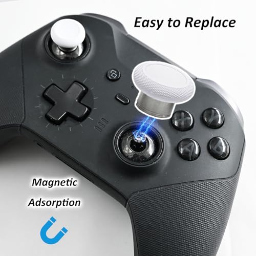 Image of 2 Pcs Metal Short Thumbsticks Replacement for Xbox Elite Series 2 Controllers,Short Concave Magnetic Analog Joysticks for Xbox Elite Series 2 Core Standard Height Thumbsticks(White)