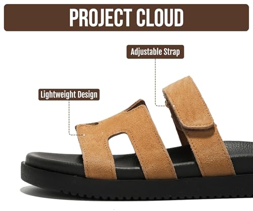 Image of Project Cloud 100% Genuine Leather Sandals for Women Footwear - Stylish Womens Sandals with Plush & Soft Insole - Non-Slip and Water-Resistant Beach Sandals Slides for Women (Mayvy)