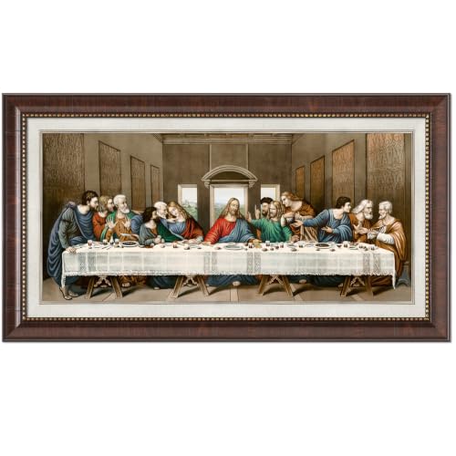 DECORARTS The Last Supper Wall Art with Liner, Dark Brown Framed, 27x15''