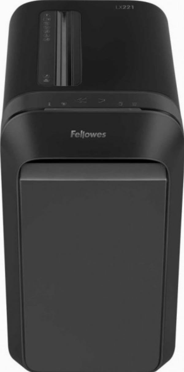 Fellowes distruggi documenti a microframmento LX221, 20 fogli, per piccolo ufficio, da 3 a 5 utenti, distruggidocumenti con tecnologia Intellibar, 100% anti inceppamento e Safesense, nero