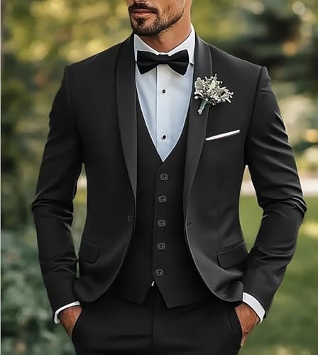 Men's Suits Regular Fit 3 Piece Shawl Lapel Tuxedo Wedding Suit for Men2
