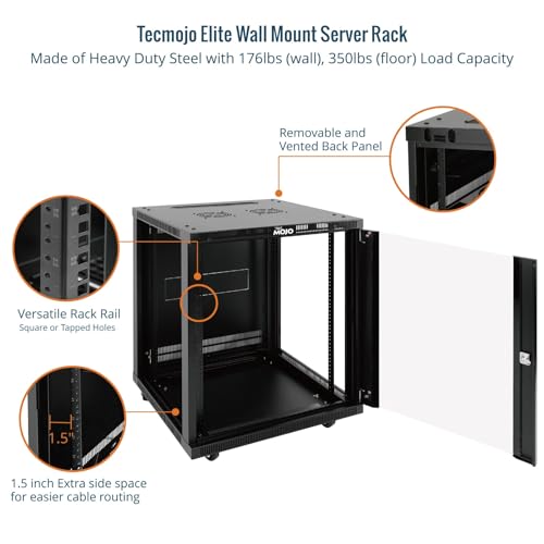 Tecmojo 15U Wall Mount Rack,15U Rack 23.6 Inch Depth,Hold Up to 176 Lbs ...