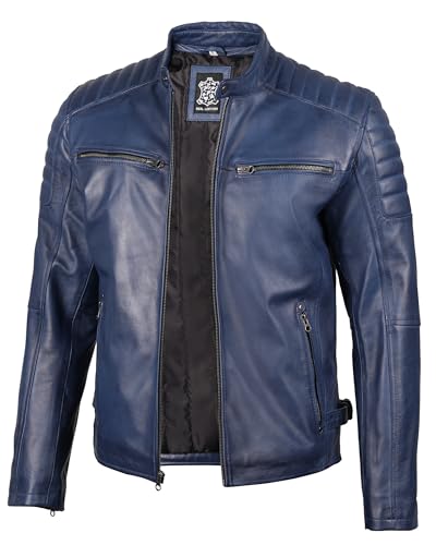Image of Decrum Men's Casual Real Lambskin Leather Jacket with Zipper Closure