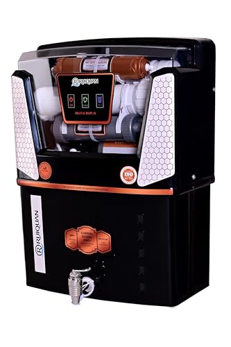 Image of 12 LPH Copper Alkaline RO + UV + UF Water Purifier for Home with Minerals & Free Pre-Filter - Suitable for Borewell, Tanker & Municipal Water (Black)