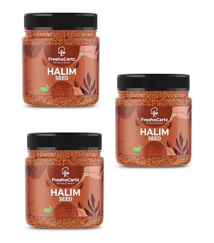 Image of FreshoCartz Garden Cress Halim Seeds | Asaliya Seeds | Halim For Eating | Non GMO High in Fibre & Omega 3 Seeds | Immunity Booster Aliv - Jar Pack (Asaliya, 400g (Pack of 3))