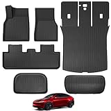 Maysoo Floor Mats for Tesla Model Y Floor Mats 2024-2020 All-Weather TPE Cargo Liner and Cargo Trunk Mat Accessories (6-piece set - Not Fit 7-Seat)