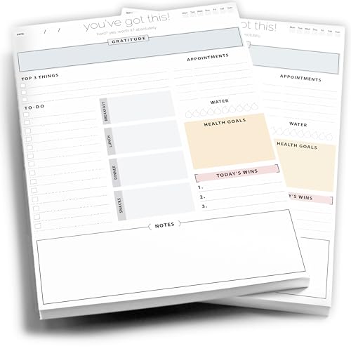 Merry Expressions Daily Planner To Do List Notepad with Undated 8.5×11″ Tear-Off Sheets, ADHD Planner, Time Block Planner, Desktop To Do List Notepad, To-do Notebook