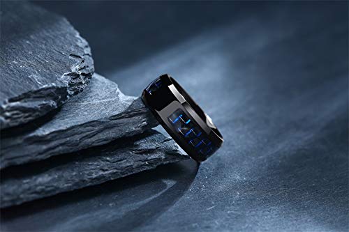 Hisatan Arabic Muslim Islamic Religion Allah Ring for Men Stainless Steel Carbon Fiber Inlay Band for Men