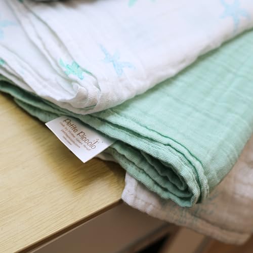 Petite Piccolo Baby Muslin Cloths, for Baby Muslin Squares, 100% Cotton, Burp Cloths, Soft and Absorbent, Starfish Design - Image 3