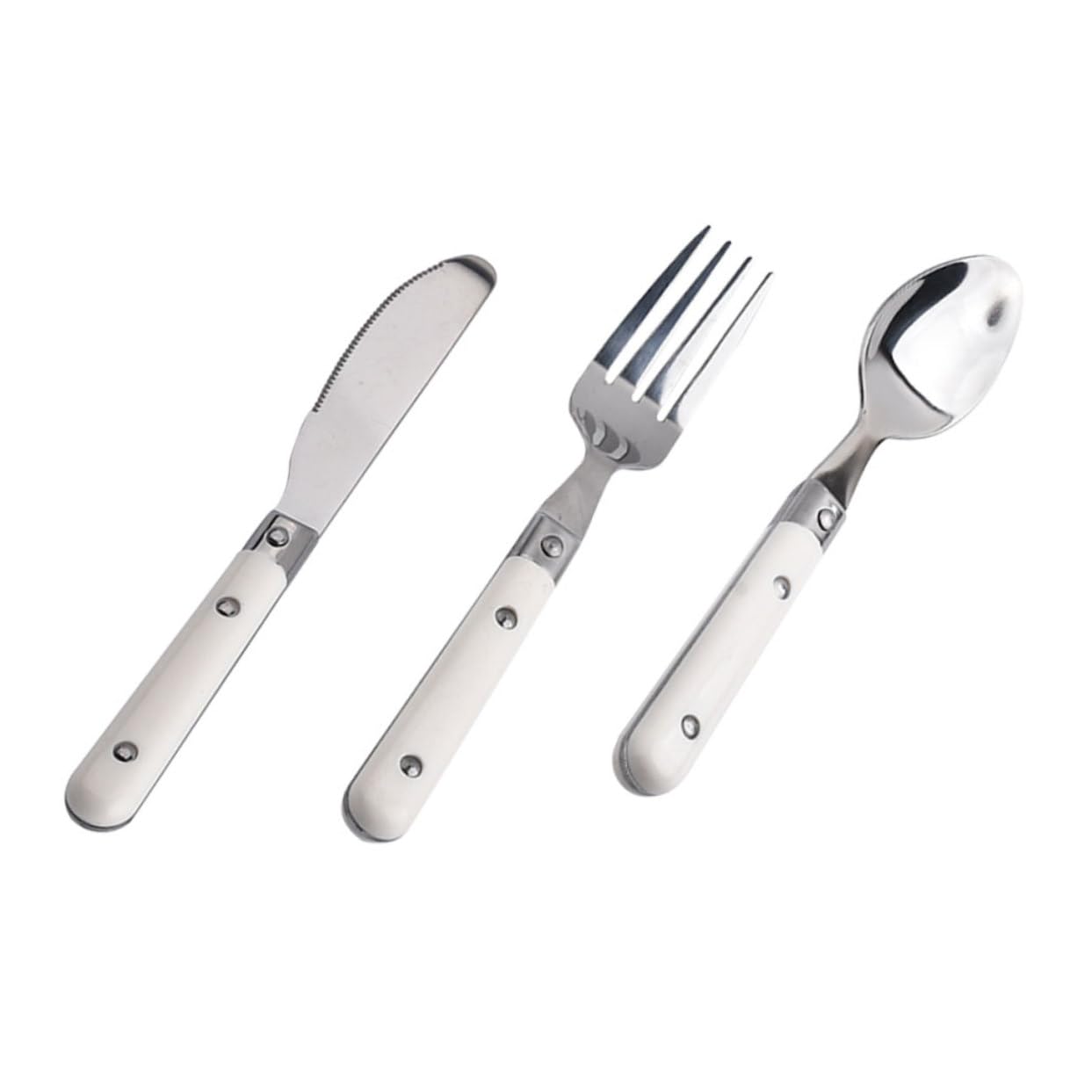 IWOWHERO Set of 3 Boys and Girls Forks Spoons Stainless Steel Boys and Girls Cutlery for Lunch Boxes Home Tableware