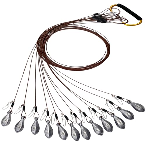 Vecacosic Texas Duck Decoy Rigs Weights Tangle Free Duck Hunting Decoy Rigs with A Large Gold Padded Carabiner, Waterfowl Decoy Rigs Anchors for Duck Hunting 12pack (4 OZ 36 in)