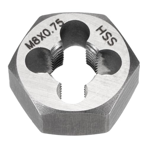 QUARKZMAN Sechskant-Schneideisen M8x0,75, Rechtshänder Gewindeschneideisen, Silber