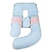 Maternity pillow Pełna poduszka na ciało 100% bawełniana poszewka na poduszkę zmywalny talii i podbrzusze poduszki rehabilitacyjne 180x80 cm (Color : Blue-C)
