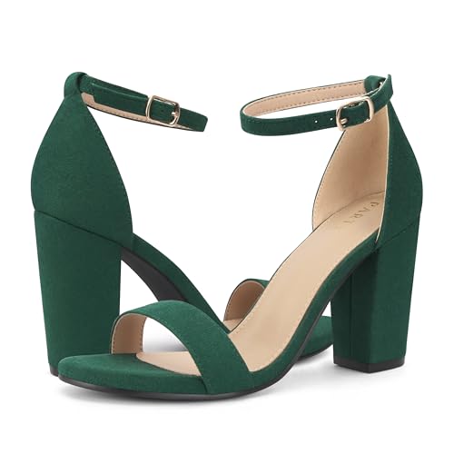 Image of PARTY Women's Chunky Block Heels Open Toe Ankle Strap 3 Inch Heeled Sandals Comfortable for Wedding and Prom