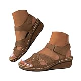 Orthopedische Sandalen voor Vrouwen Wigboog Ondersteuning Wandelslippers Driekleurige Veterschoenen Uitgesneden Schoenen Enkelriem Verstelbare Haak Loop Sandalen Dames Platform Dikke Zachte Zool