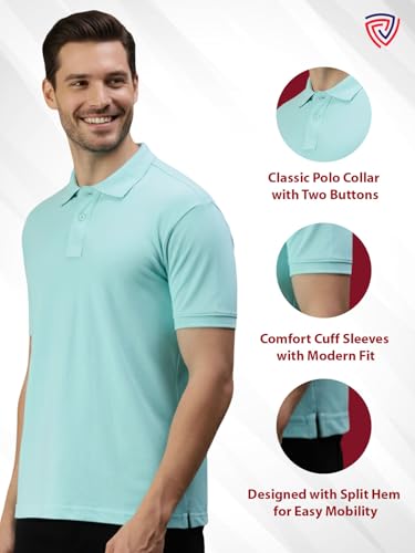 Image of Lux Cozi Men's Cotton Solid Polo Tshirt | Collar Tshirts | Half Sleeves | Stylish & Premium All Day Wear | Pack of 1