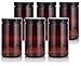 32 oz Large Amber PET Plastic (BPA Free) Refillable Empty Jar with Black Smooth Foam Lined Lid (6 pack)