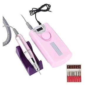 Nail Drill, Rechargeable Nail Drill 30000RPM Portable Electric E File Malory Acrylic Nail Gel Polish Remover Machine with Drill Bits Set, Manicure Nail Tech Art Salon Home DIY Professional Nail Tools