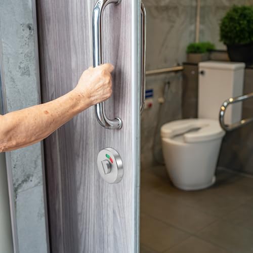 Zocipro WC Rosette mit Belegtanzeige, Badezimmer Schloss mit Drehknopf, WC Schloss Drehriegel, Edelstahl Rosetten Set für Bad & WC, Zubehör für Toilettentüren mit Rot und Grün Besetzt-Anzeige