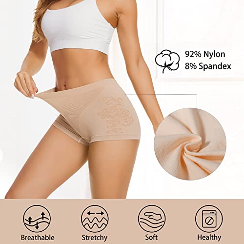 Boguish Boy Shorts Underwear For Women - Seamless Boyshorts Panties Soft And Smooth Stretch Boxer Briefs Packs Nude M #TOP1