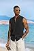 COOFANDY Mens Sleeveless Summer Shirts Beach Tank Tops Button Up Textured Tank Shirt for Vacation,Black,M