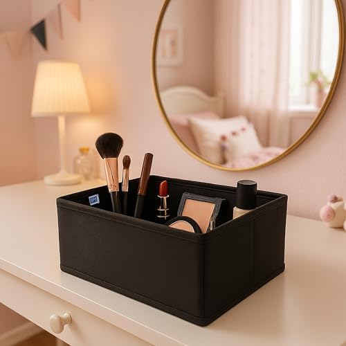 Image of Skrill Non-Woven 6-Piece Foldable Clothing Storage Box Set | Cube Baskets, Bins & Dividers for Closet & Dresser Drawer Organization, Black