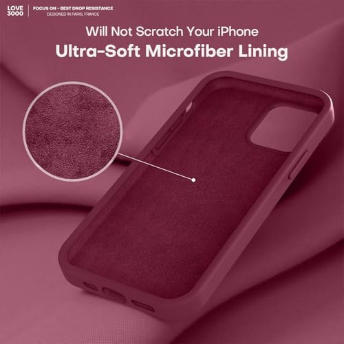 Image of LOVE 3000 Compatible with iPhone 12 Pro Max Phone Case | Thickening Liquid Silicone | Anti-Scratch Microfiber Lining | Full-Body Duty Heavy Protection Case for iPhone 12 Pro Max Women Girls, WineRed