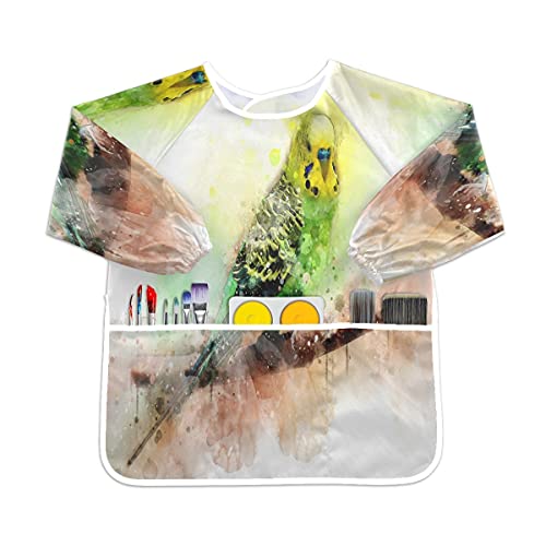 ペイントバード幼児用キッズスモック子供用防水エプロンアートペインティングスモックよだれかけ3ポケット付き