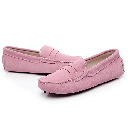 Image of ANUFER Women's Classic Suede Penny Loafers Comfort Handmade Slipper Moccasins