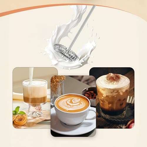 Image of Digead Mini Milk Frother Handheld with Stand, Rechargeable Electric Whisk with 3 Speeds & 2 Whisks, Portable USB Coffee Frother for Latte Cappuccino Matcha, Black