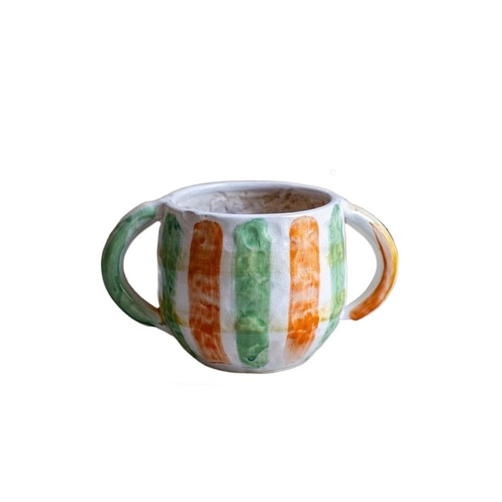 GELASIGE Flower Pots Retro Painted Succulent Plant Pot Garden Red Pottery Art Green Plant Flower Pot Outdoor Flower Pots(A)