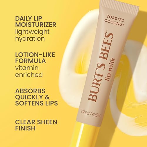 Burt’s Bees Lip Milk, Daily Lip Moisturizer, Toasted Coconut, Vitamin Enriched Moisturizing Lip Balm with Almond Milk and Jojoba Oil, Hydrating for Softer Lips, 1 Tube, 0.34 Fl Oz - image 2
