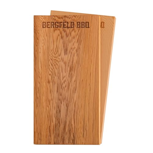 Bergfeld BBQ 2 Stück Zedernholzbretter zum Grillen 30x14x1 cm - Räucherbretter aus 100% kanadischem Western Red Cedar Holz mehrfach verwendbar für besonderes Grillaroma