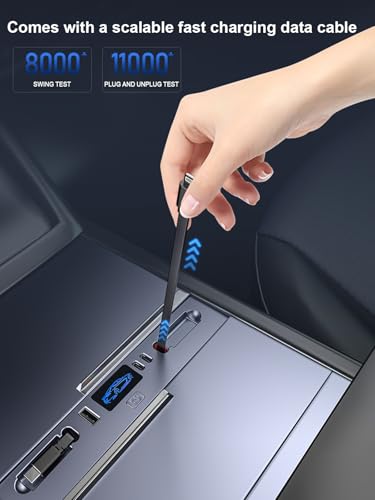 4-Port USB Hub Fast Charger for Tesla Model 3, Model Y Juniper 2025-2026, Retractable Multi-Device Charging Station with Type-C PD 45W, Vehicle-Specific Design - Image 7