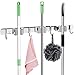 Produktbild Lemecima Gerätehalter Edelstahl Besenhalterung Besen Mop Halter Besenhalter mit 3 Schlitze und 4 Haken Ordnungsleiste Gerätehalter Wandhalterung für Küche Badezimmer Garten Garage Zuhause(Grau)