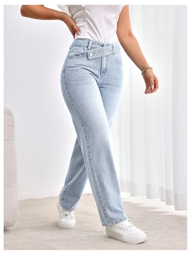 SOLY HUX Women's Straight Wide Leg Denim Pants Casual High Waited Jeans Streetwear Fall Outfits2