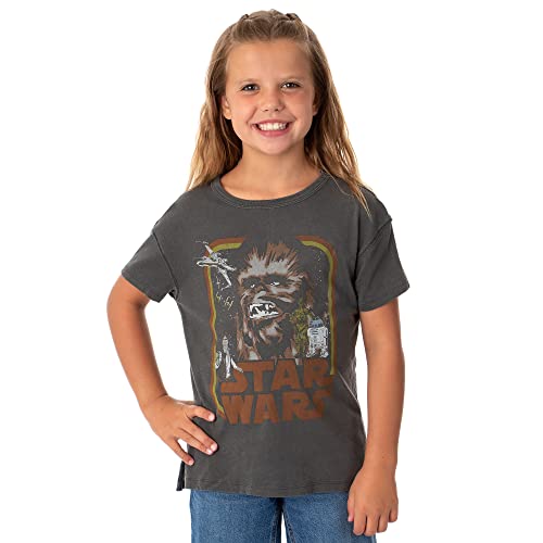 Star Wars Girls' Vintage Chewbacca Retro Characters Design Kids Youth Graphic T-Shirt, S Charcoal Grey