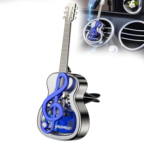Image of Guitar Car Air Freshener Diffuser Vent Clip Perfume Mini Portable Diffuser Automobile Dashboard Decoration Automobile Air Conditioner Decoration(no perfume)(blue, medium,Without perfume)